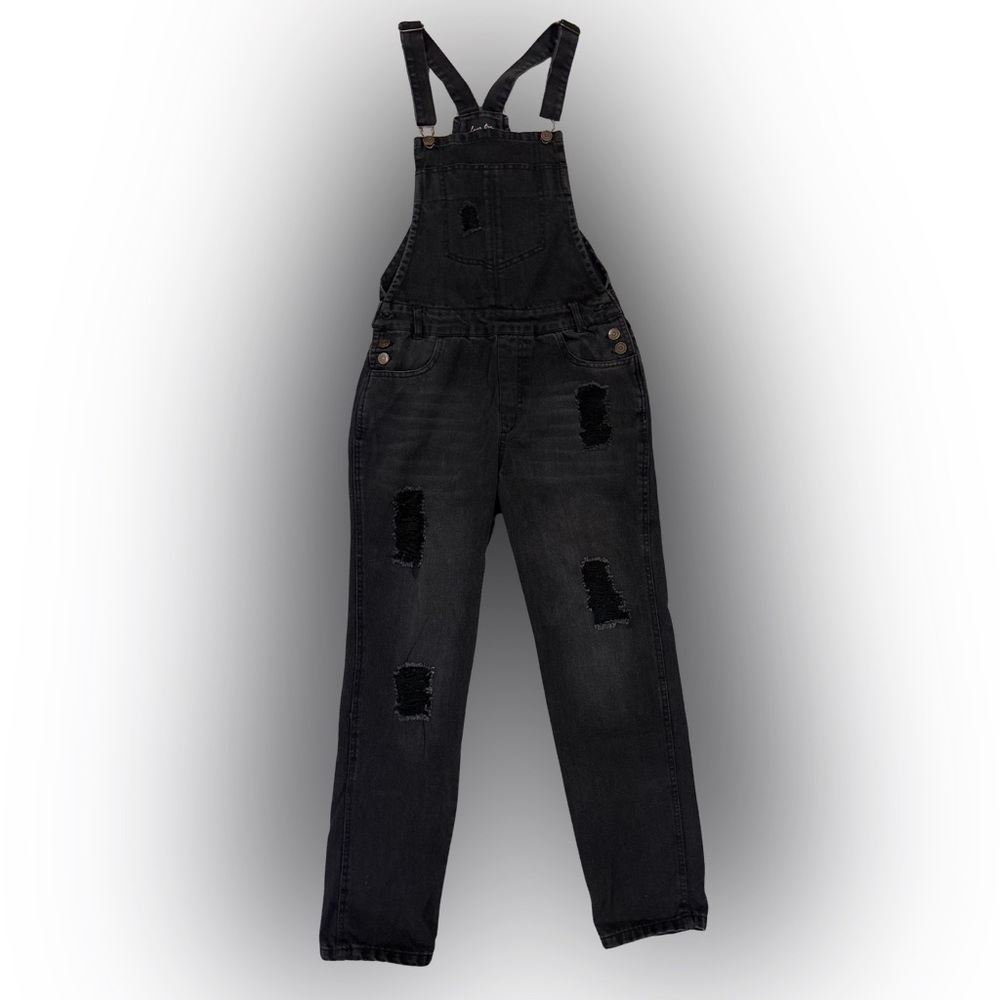 ✨ Love Tree Denim Black Distressed Overalls 👖 (Size Small)